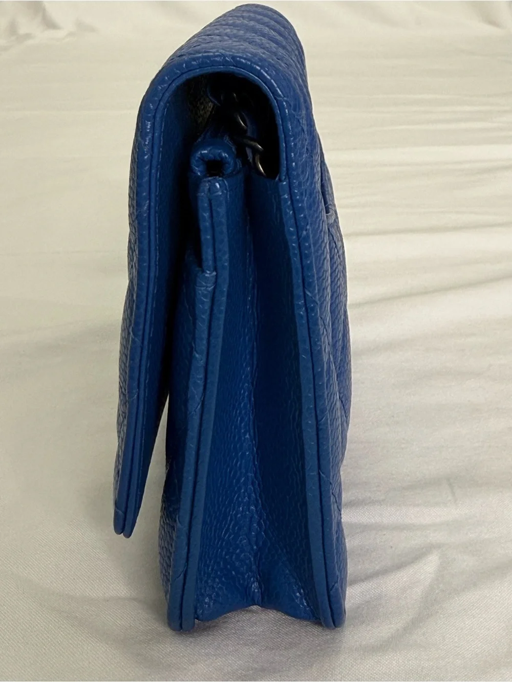 CHANEL Quilted Caviar Leather Wallet in Royal Blue with Gold CC